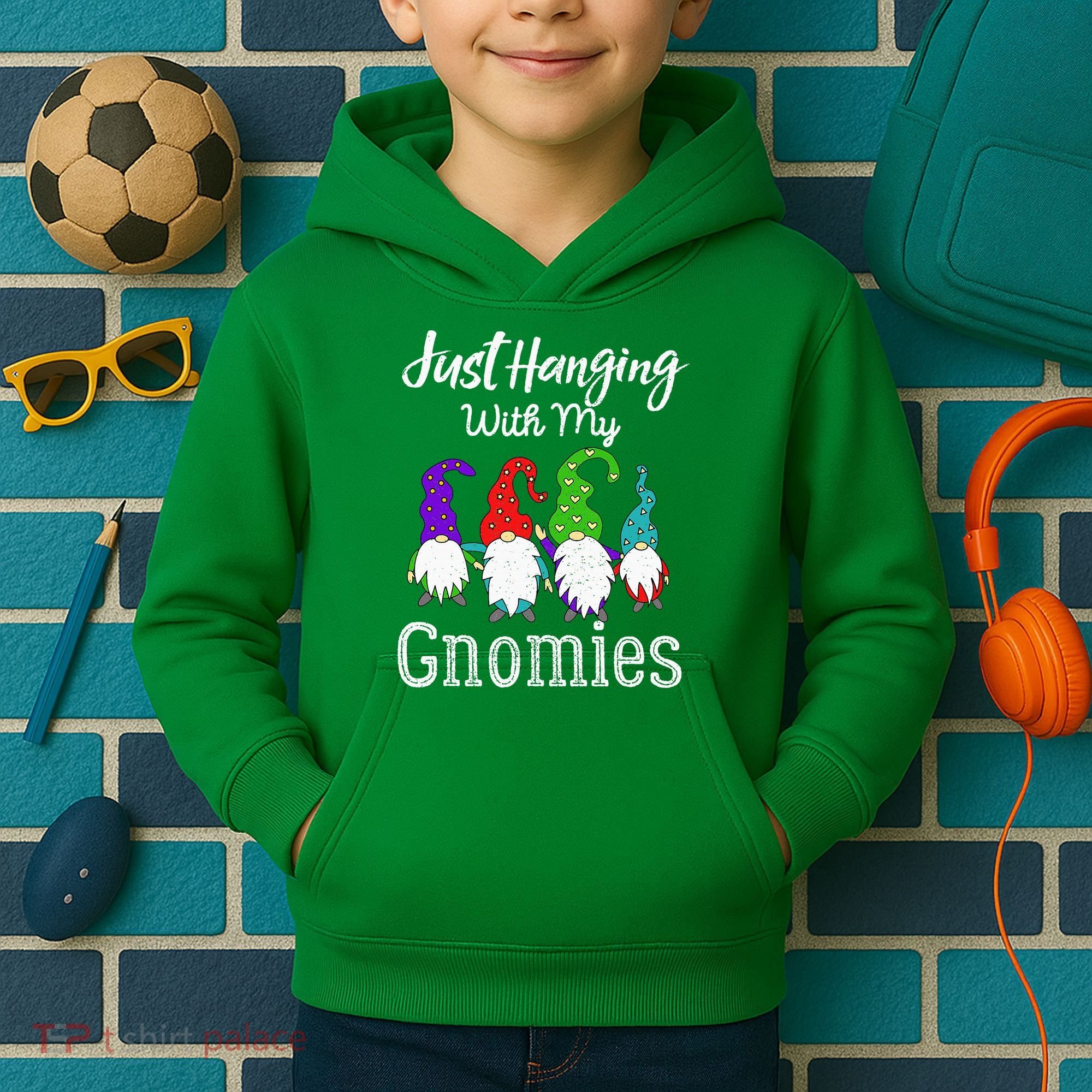 Hanging With My Gnomies Funny Garden Gnome Graphics Kids Hoodie
