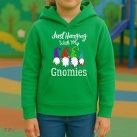 Hanging With My Gnomies Funny Garden Gnome Graphics Kids Hoodie thumb 3