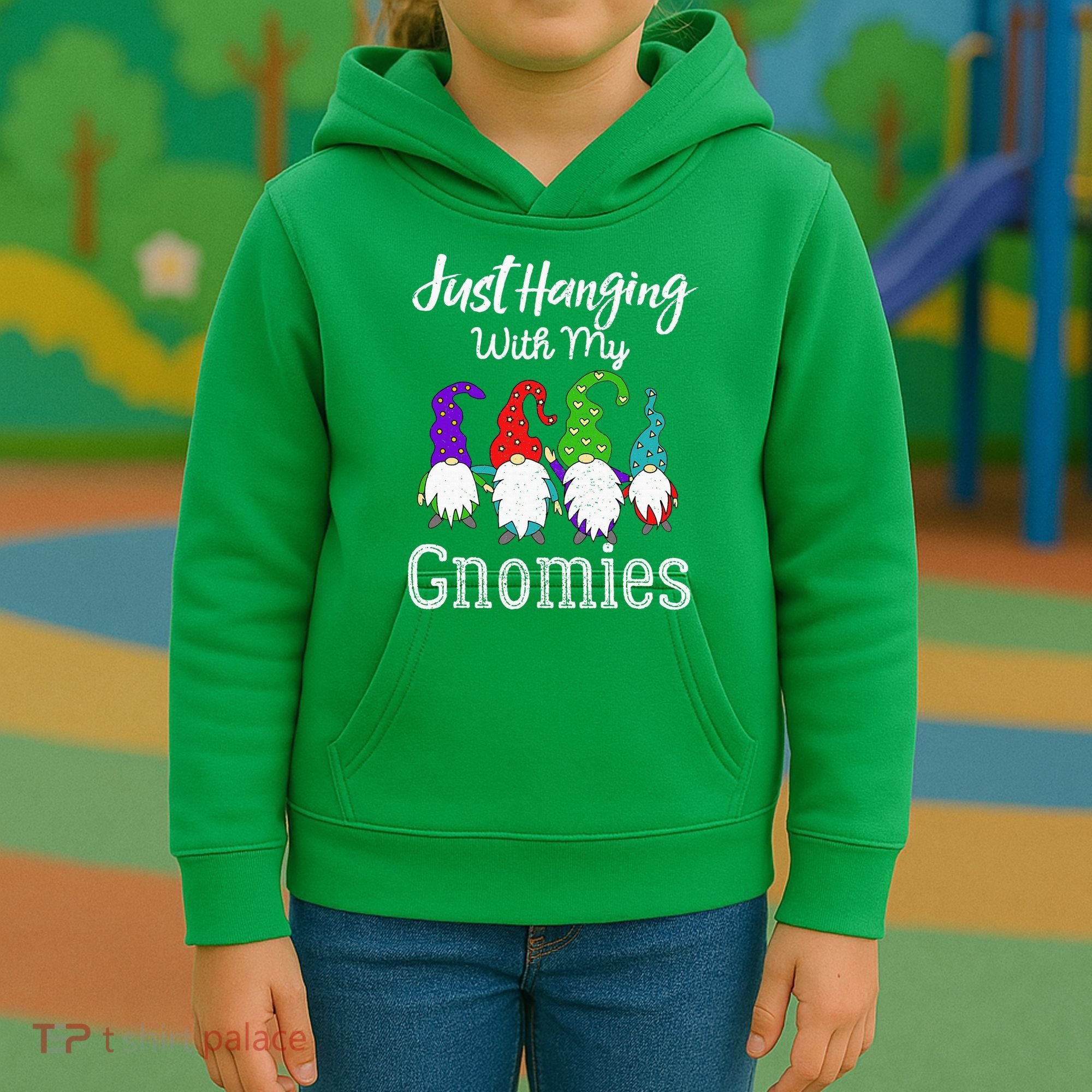 Hanging With My Gnomies Funny Garden Gnome Graphics Kids Hoodie