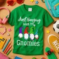 Hanging With My Gnomies Funny Garden Gnome Graphics Kids T-Shirt thumb 3