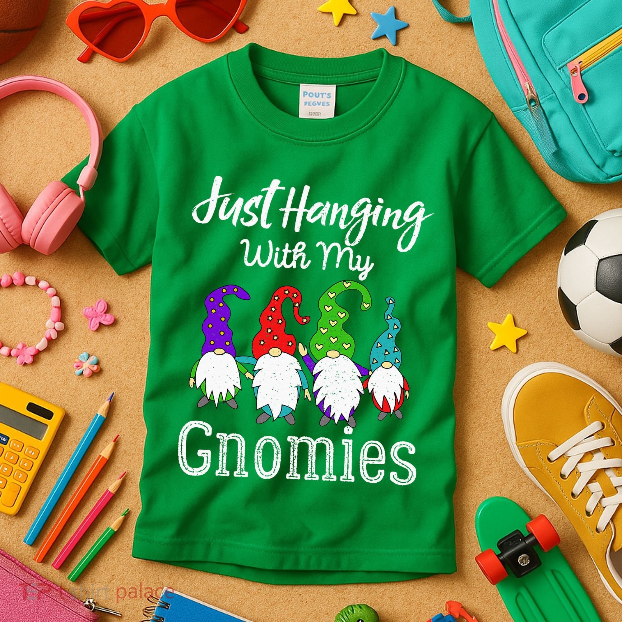 Hanging With My Gnomies Funny Garden Gnome Graphics Kids T-Shirt