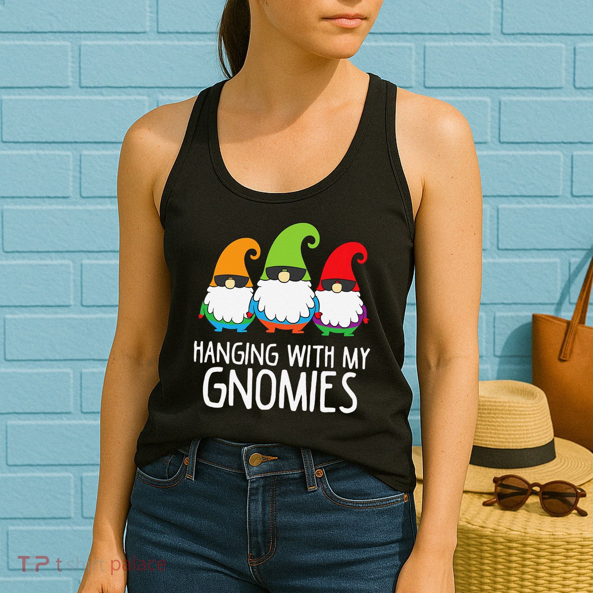 Hanging With My Gnomies Funny Garden Gnome Women's Tank Top