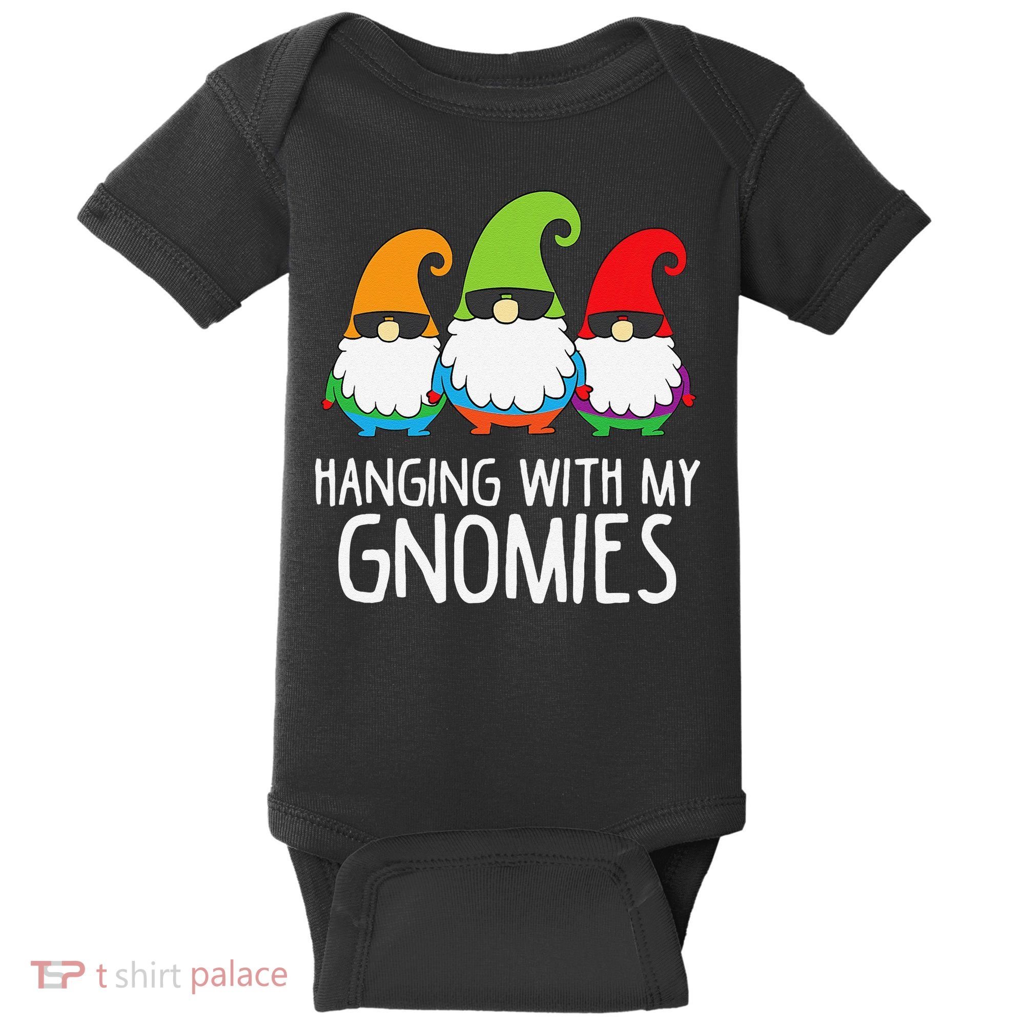 Hanging With My Gnomies Funny Garden Gnome Baby Bodysuit