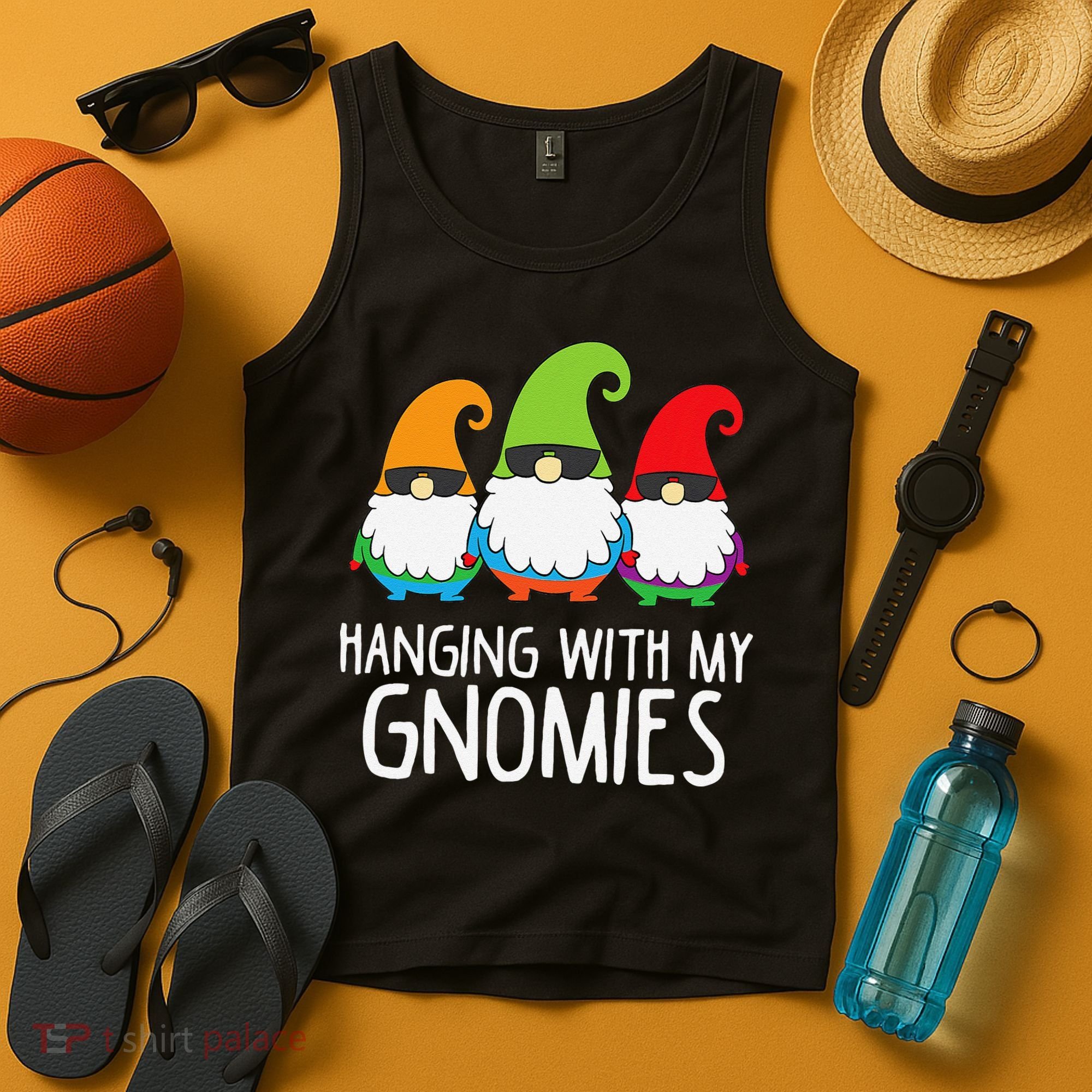 Hanging With My Gnomies Funny Garden Gnome Tank Top
