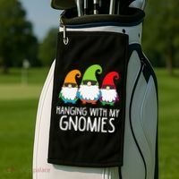 Hanging With My Gnomies Funny Garden Gnome Golf Towel thumb 2