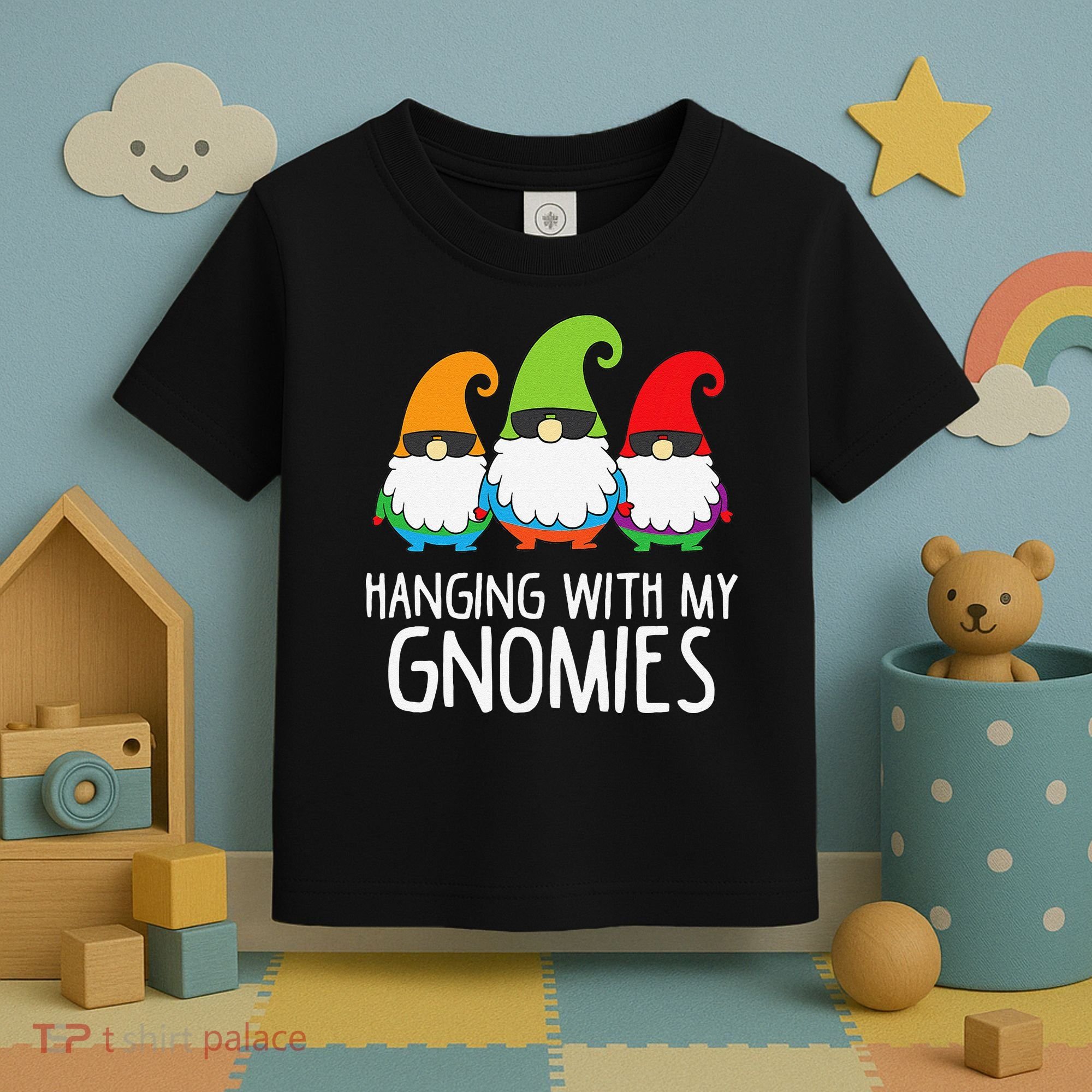 Hanging With My Gnomies Funny Garden Gnome Toddler T-Shirt