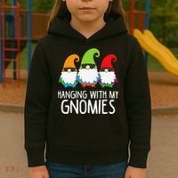 Hanging With My Gnomies Funny Garden Gnome Kids Hoodie thumb 3