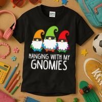 Hanging With My Gnomies Funny Garden Gnome Kids T-Shirt thumb 3