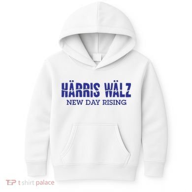 Harris Walz New Day Rising Kids Hoodie