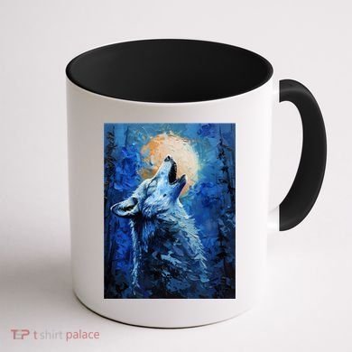 Howling Wolf Oil Painting Coffee Mug back