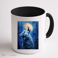 Howling Wolf Oil Painting Coffee Mug thumb 1