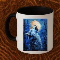 Howling Wolf Oil Painting Coffee Mug thumb 2