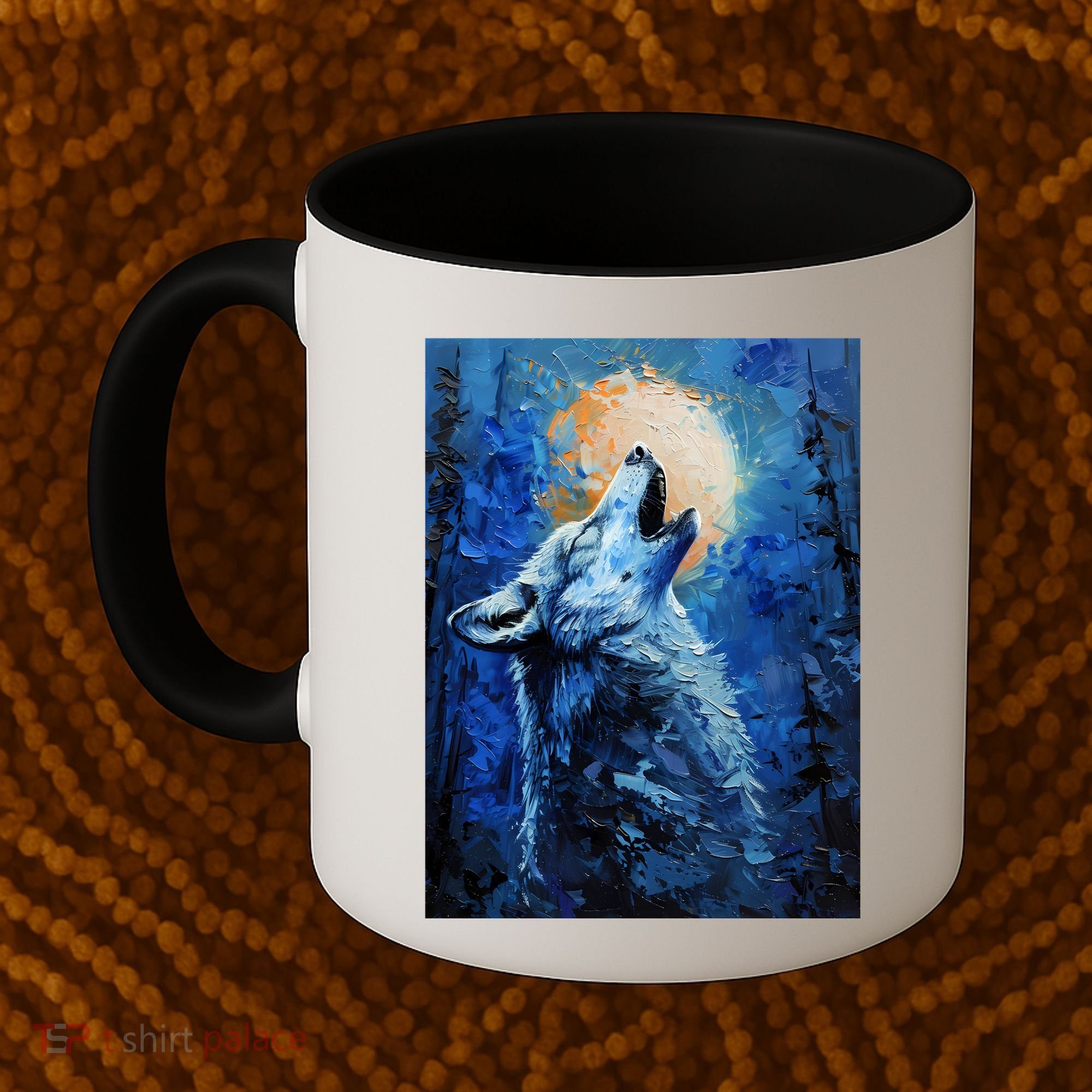 Howling Wolf Oil Painting Coffee Mug