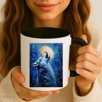 Howling Wolf Oil Painting Coffee Mug thumb 3
