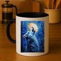 Howling Wolf Oil Painting Coffee Mug thumb 4