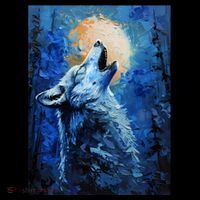 Howling Wolf Oil Painting Coffee Mug thumb 5