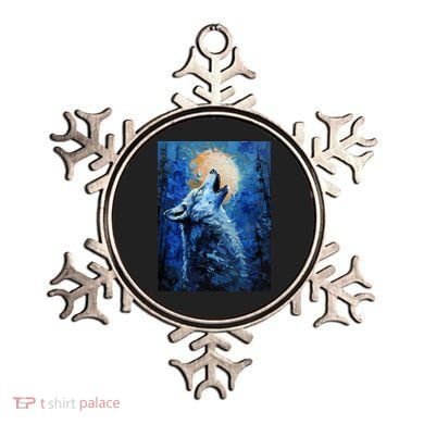 Howling Wolf Oil Painting Ornament