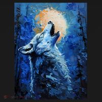 Howling Wolf Oil Painting Ornament thumb 1