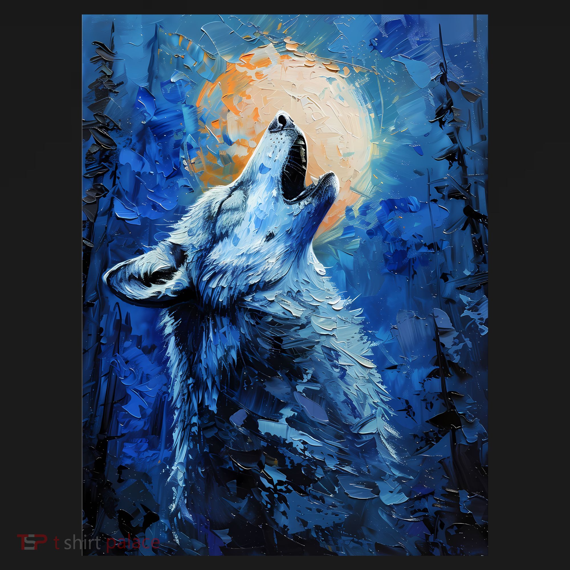 Howling Wolf Oil Painting Ornament