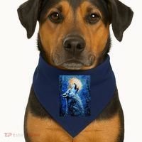 Howling Wolf Oil Painting USA-Made Doggie Bandana thumb 1