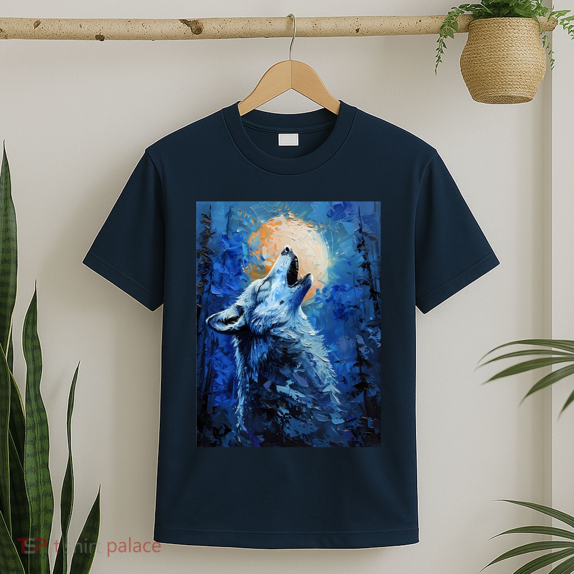 Howling Wolf Oil Painting T-Shirt