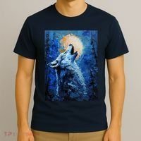 Howling Wolf Oil Painting T-Shirt thumb 3