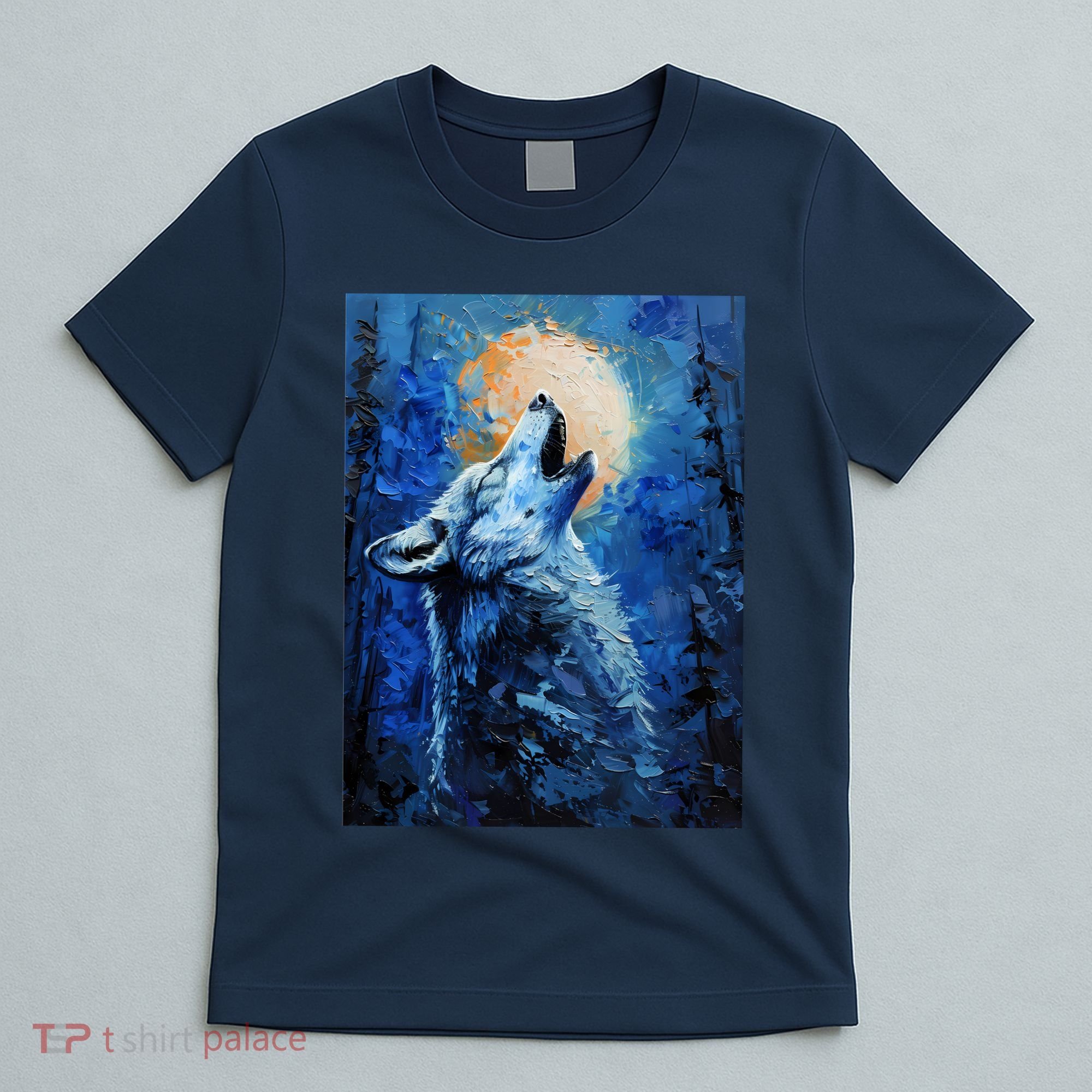 Howling Wolf Oil Painting T-Shirt