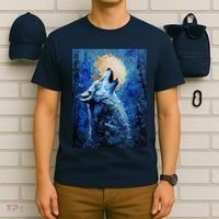 Howling Wolf Oil Painting T-Shirt thumb 6