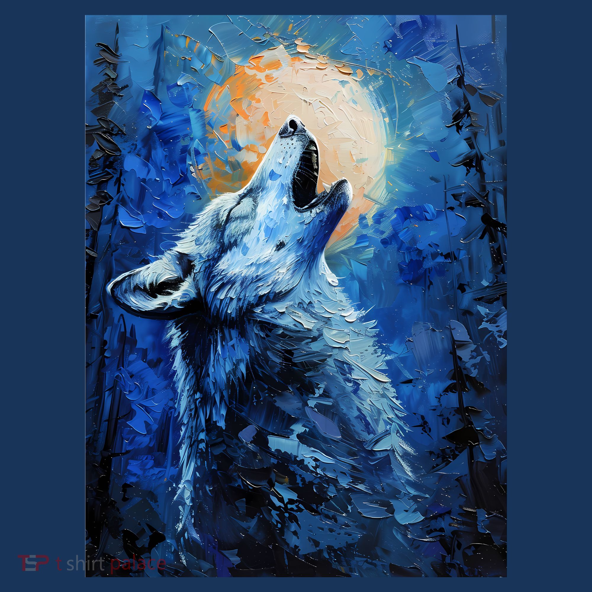 Howling Wolf Oil Painting T-Shirt
