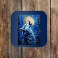Howling Wolf Oil Painting Coaster thumb 0