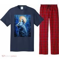 Howling Wolf Oil Painting Pajama Set thumb 0