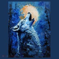 Howling Wolf Oil Painting Women's Hoodie thumb 2