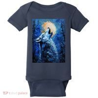 Howling Wolf Oil Painting Baby Bodysuit thumb 0