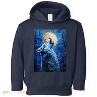 Howling Wolf Oil Painting Toddler Hoodie thumb 0