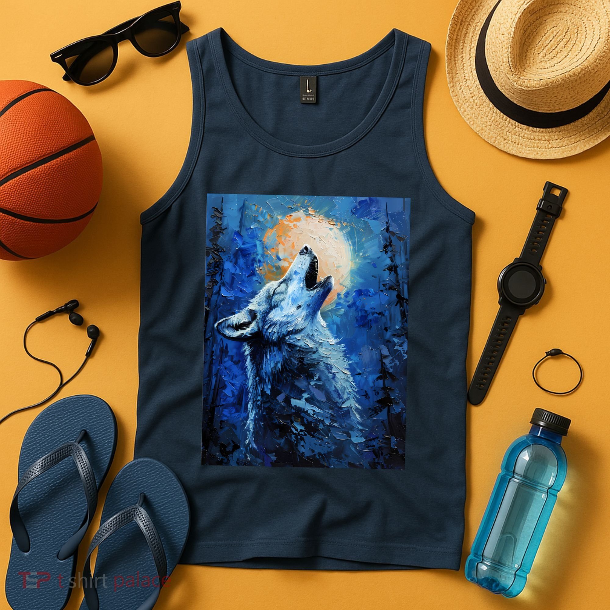 Howling Wolf Oil Painting Tank Top