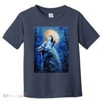 Howling Wolf Oil Painting Toddler T-Shirt thumb 0