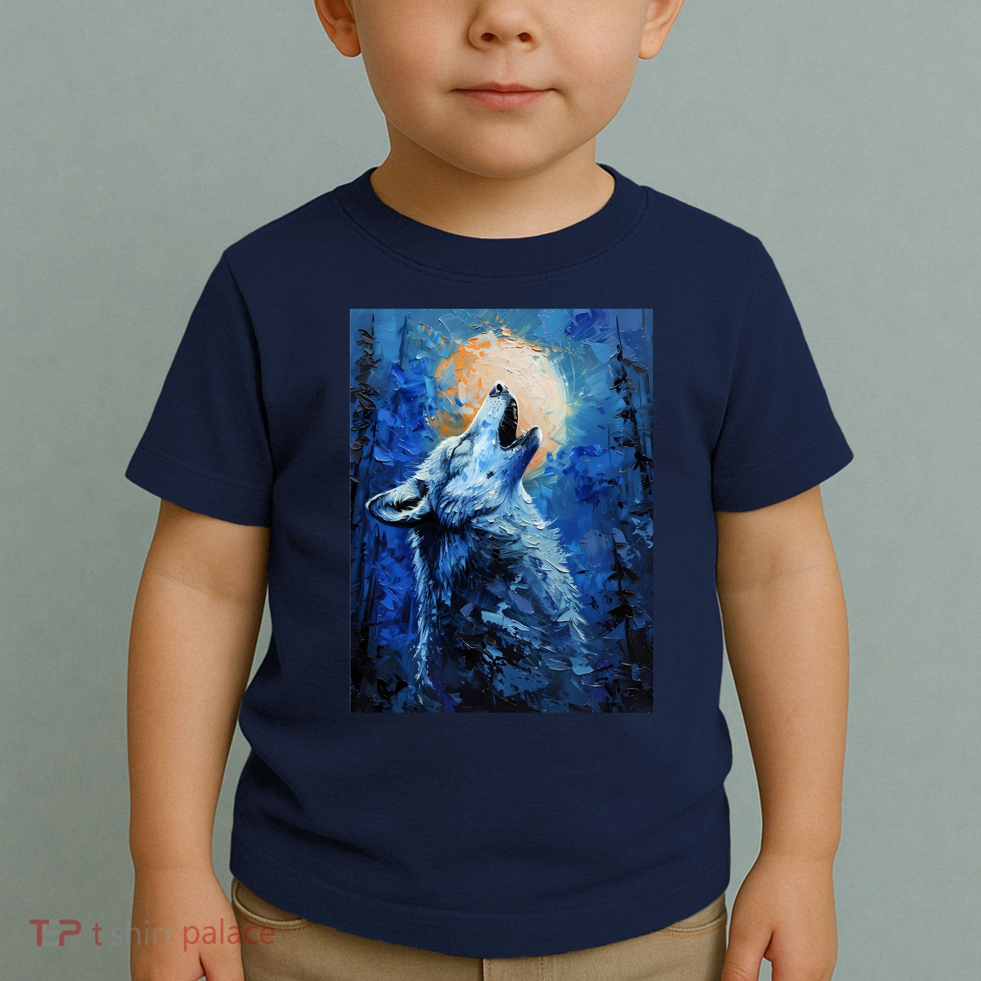 Howling Wolf Oil Painting Toddler T-Shirt