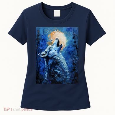 Howling Wolf Oil Painting Women's T-Shirt