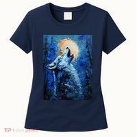 Howling Wolf Oil Painting Women's T-Shirt thumb 0