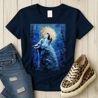 Howling Wolf Oil Painting Women's T-Shirt thumb 3