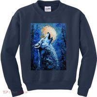 Howling Wolf Oil Painting Kids Sweatshirt thumb 0