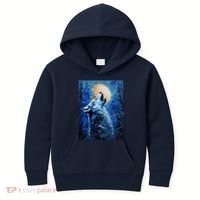 Howling Wolf Oil Painting Kids Hoodie thumb 0