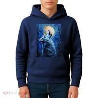 Howling Wolf Oil Painting Kids Hoodie thumb 4