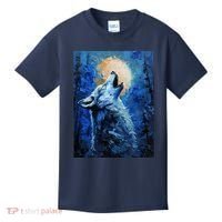 Howling Wolf Oil Painting Kids T-Shirt thumb 0