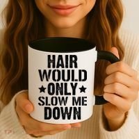 Hair Would Only Slow Me Down Funny Bald Guy Joke Coffee Mug thumb 3