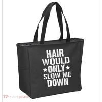 Hair Would Only Slow Me Down Funny Bald Guy Joke Tote Bag thumb 2