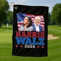 Harris Walz President Election 2024 Kamala Harris Tim Walz Golf Towel thumb 1