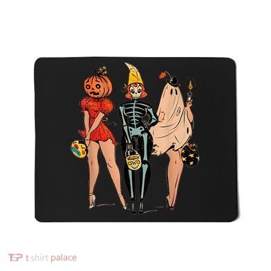 Halloween Witch Pin Up Retro Vintage Pumpkin Wo Mousepad