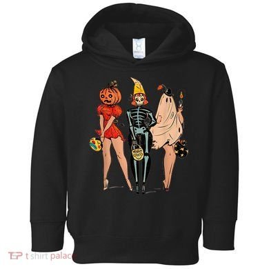 Halloween Witch Pin Up Retro Vintage Pumpkin Wo Toddler Hoodie