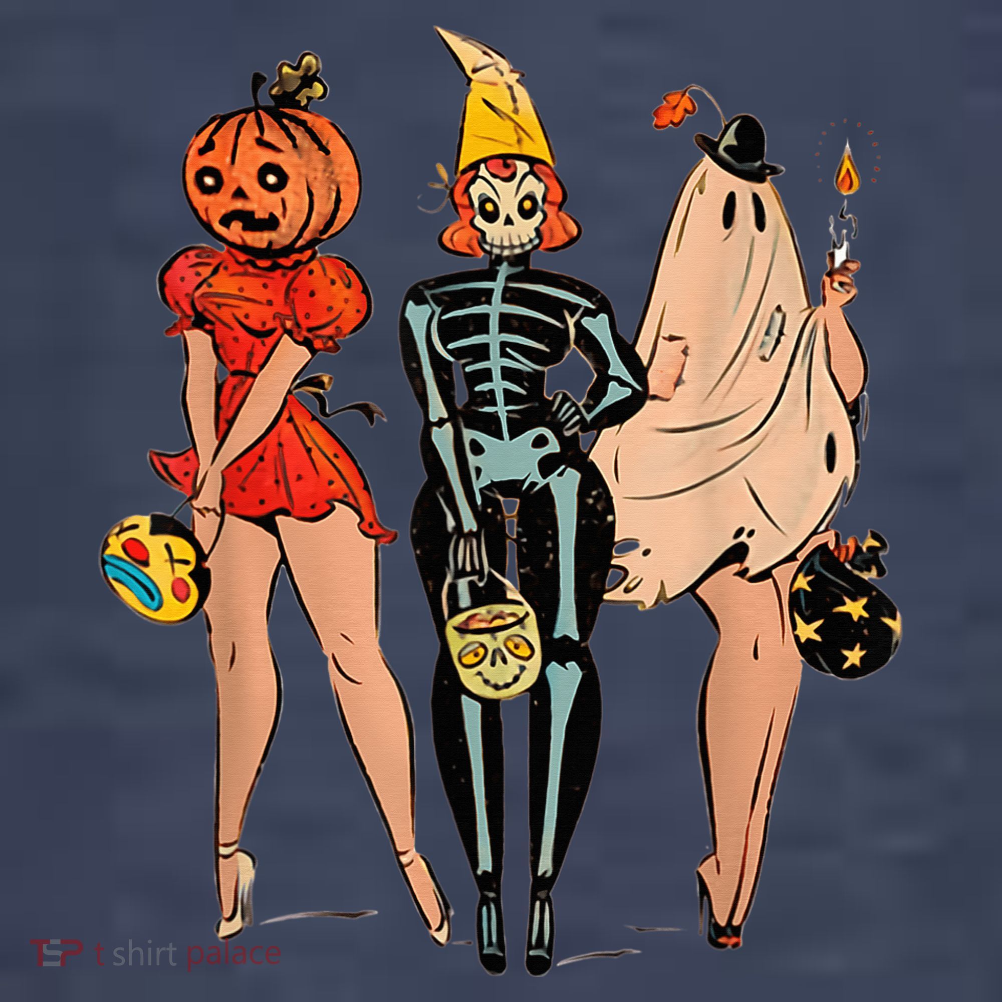 Halloween Witch Pin Up Retro Vintage Pumpkin Wo T-Shirt